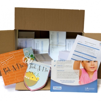 A specialised immunisation mailing for a NHS trust incorporating multiple items.