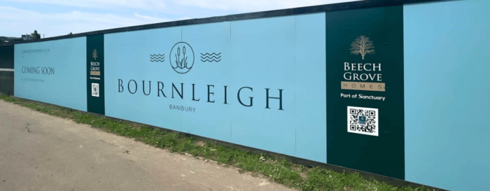 Signage on a construction site for Bournleigh, Banbury