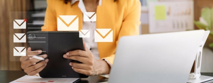 An employee using a digital mailroom and really enjoying the ease