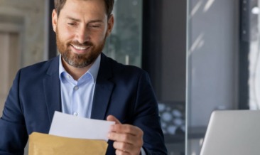 businessman receiving his mail via EasyPost Hybrid Mail