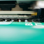 Large-format signage being printed on industrial printer