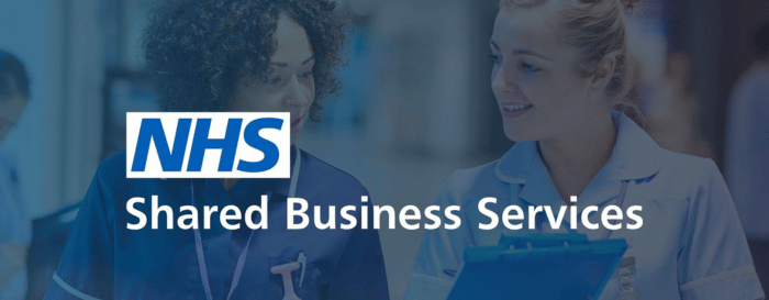 isual representation of NHS Shared Business Services, focusing on CDP Print Management solutions for the NHS.