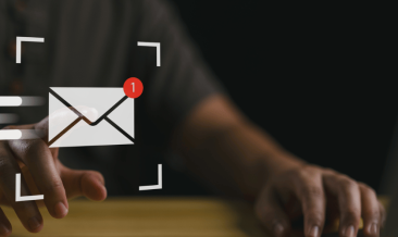 Using a laptop to send secure hybrid mail and automated business post through a digital mailing system